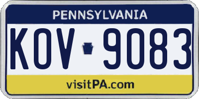 PA license plate KOV9083