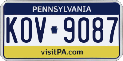 PA license plate KOV9087