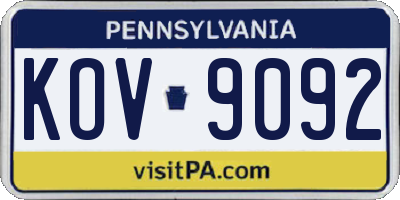 PA license plate KOV9092