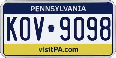 PA license plate KOV9098