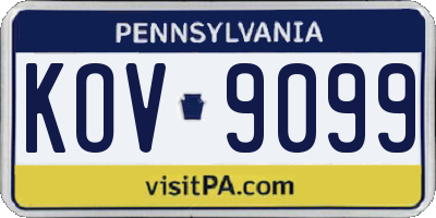 PA license plate KOV9099
