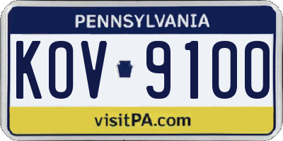 PA license plate KOV9100