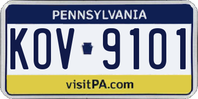 PA license plate KOV9101