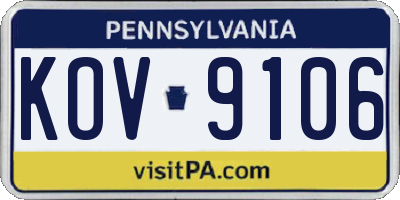 PA license plate KOV9106