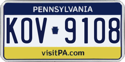 PA license plate KOV9108