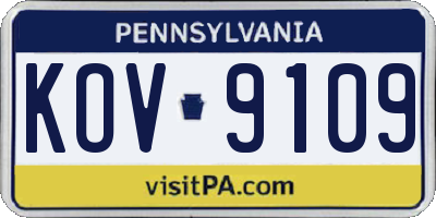PA license plate KOV9109