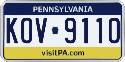 PA license plate KOV9110