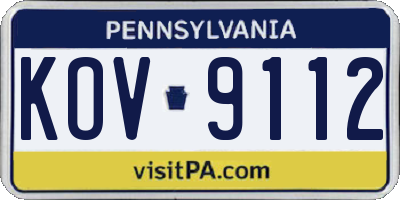 PA license plate KOV9112
