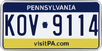 PA license plate KOV9114