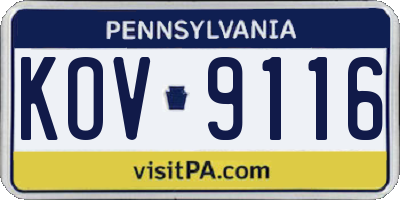 PA license plate KOV9116