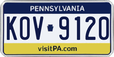 PA license plate KOV9120