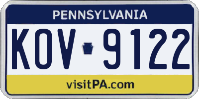 PA license plate KOV9122