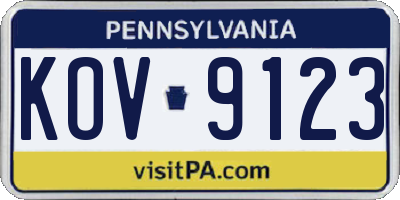 PA license plate KOV9123