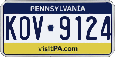 PA license plate KOV9124