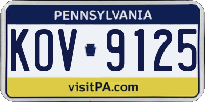 PA license plate KOV9125