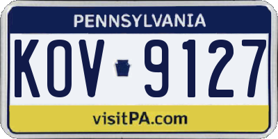 PA license plate KOV9127
