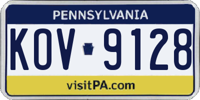 PA license plate KOV9128