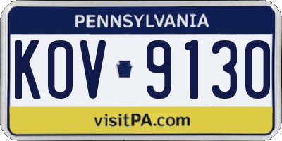 PA license plate KOV9130