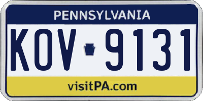 PA license plate KOV9131