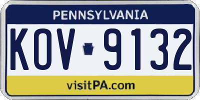 PA license plate KOV9132