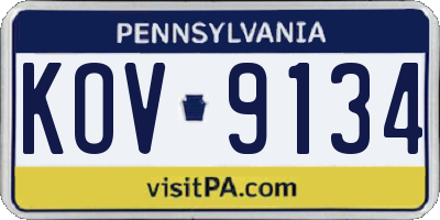 PA license plate KOV9134