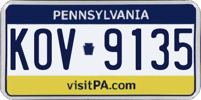 PA license plate KOV9135