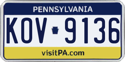 PA license plate KOV9136