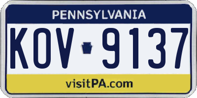 PA license plate KOV9137