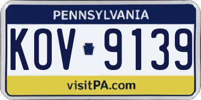 PA license plate KOV9139