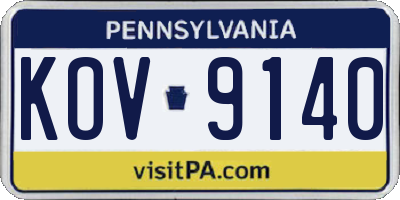 PA license plate KOV9140