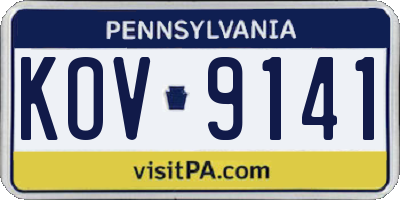 PA license plate KOV9141