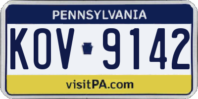 PA license plate KOV9142