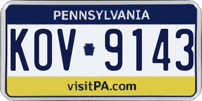 PA license plate KOV9143
