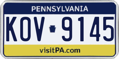 PA license plate KOV9145