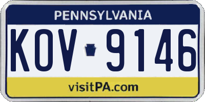 PA license plate KOV9146