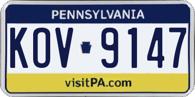 PA license plate KOV9147