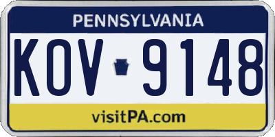 PA license plate KOV9148