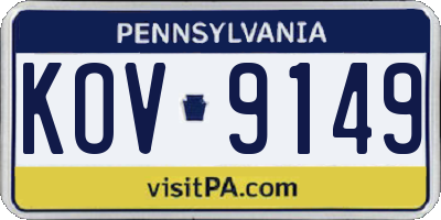 PA license plate KOV9149