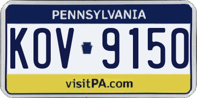 PA license plate KOV9150