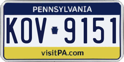 PA license plate KOV9151