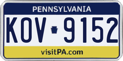 PA license plate KOV9152