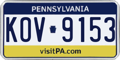 PA license plate KOV9153
