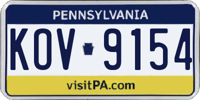 PA license plate KOV9154