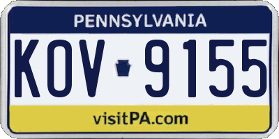 PA license plate KOV9155