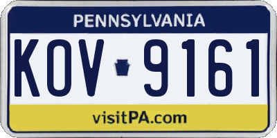 PA license plate KOV9161