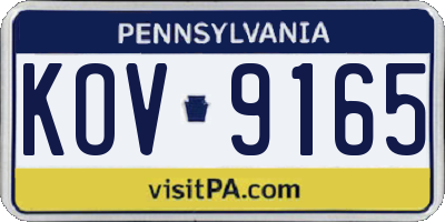 PA license plate KOV9165