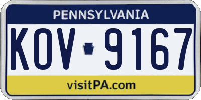 PA license plate KOV9167