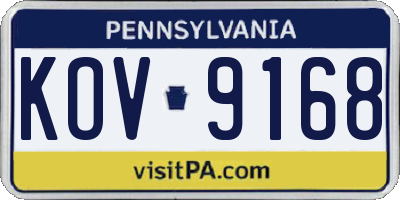 PA license plate KOV9168