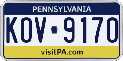 PA license plate KOV9170