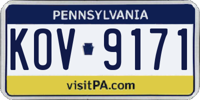 PA license plate KOV9171